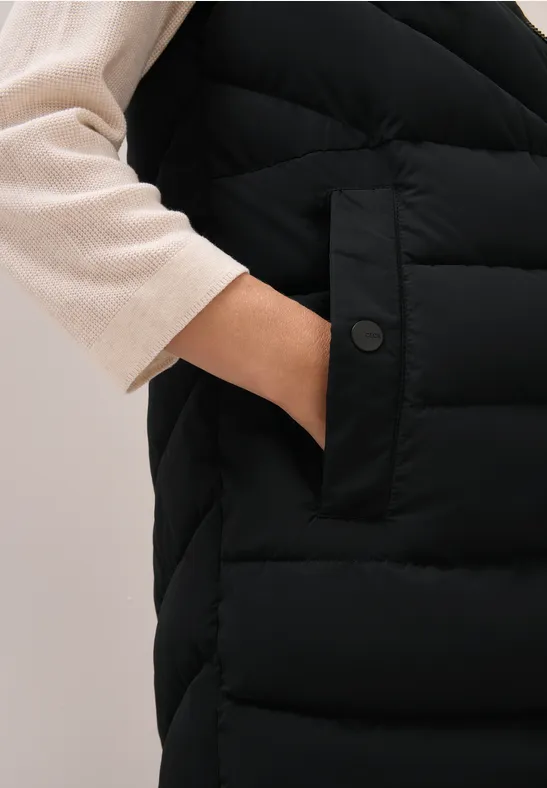 Lang gewatteerd vest Black