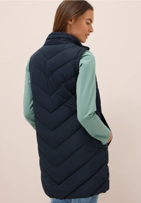 Lang gewatteerd vest dark navy blue