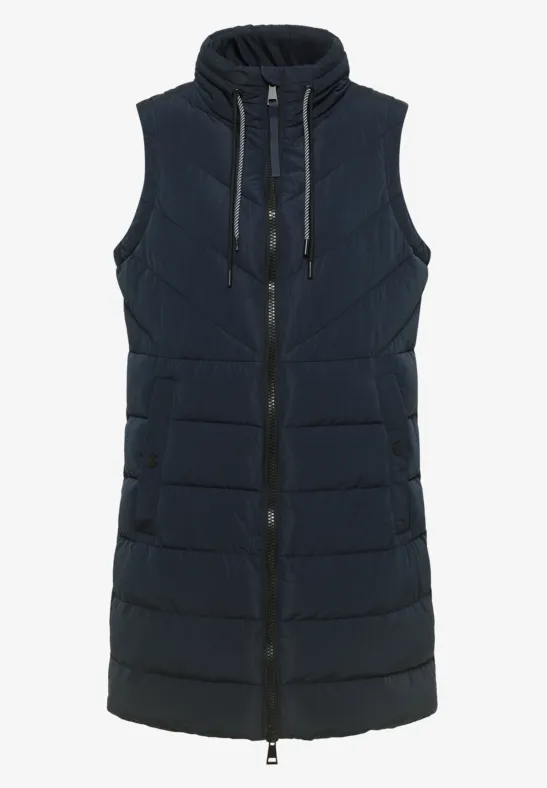 Lang gewatteerd vest dark navy blue