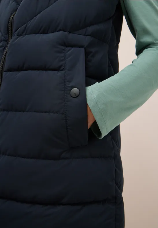 Lang gewatteerd vest dark navy blue