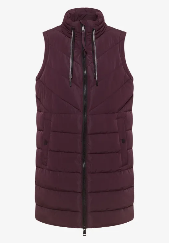 Lange Steppweste dark plum