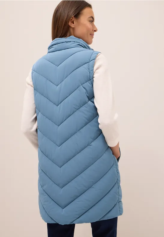 Lang gewatteerd vest moonstone blue