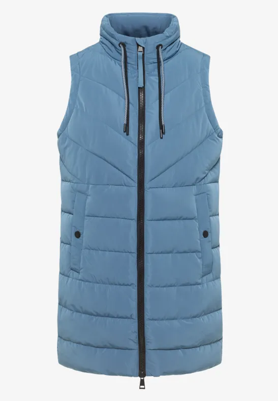 Lang gewatteerd vest moonstone blue