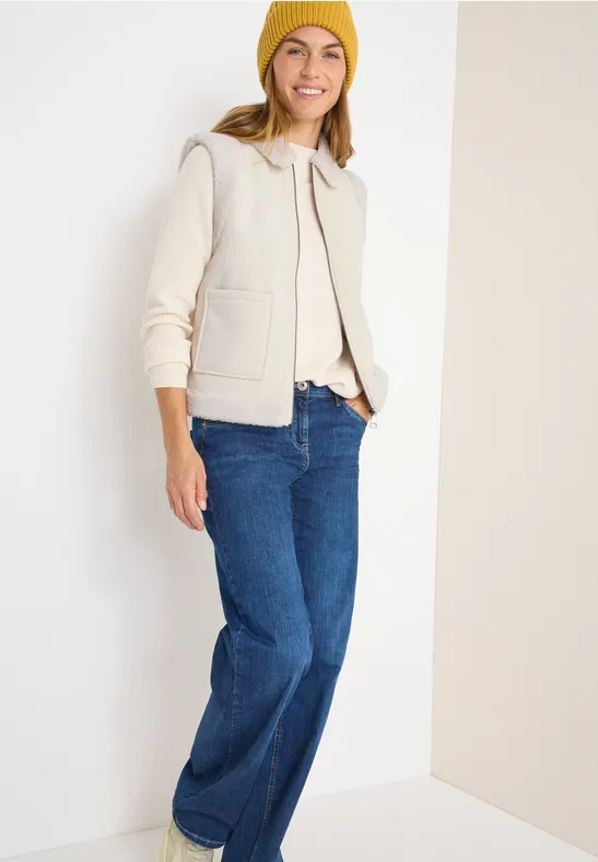 Veloursweste light greige