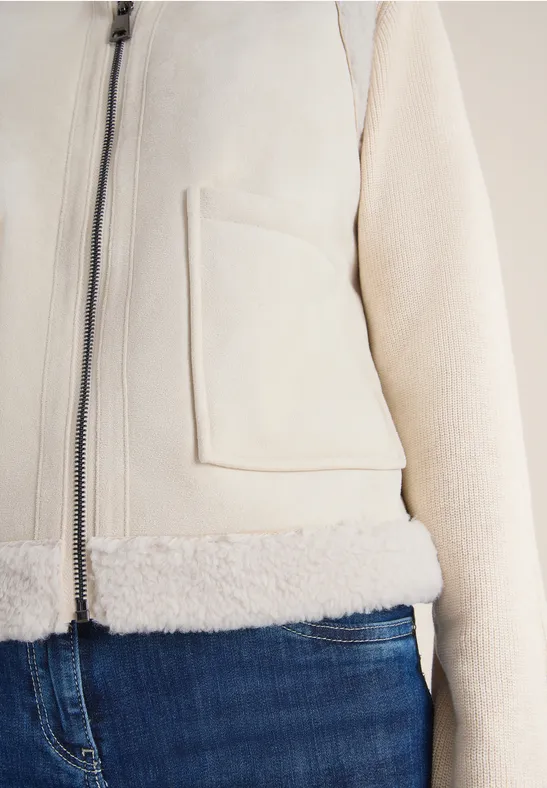 Veloursweste light greige