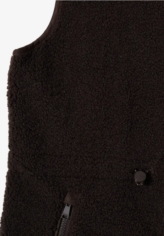 Lange Teddy-Weste tartufo brown