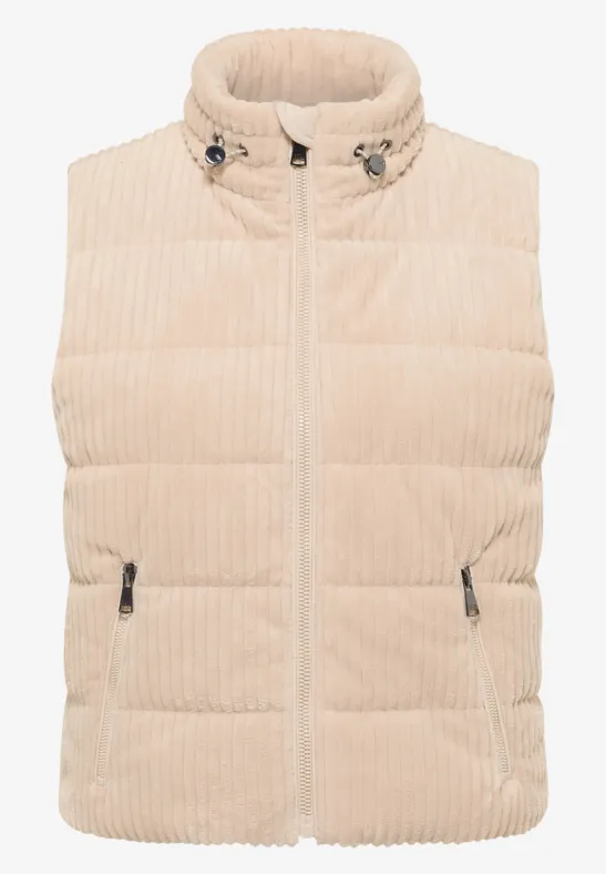 Struktumix ribfluwelen vest pearl beige