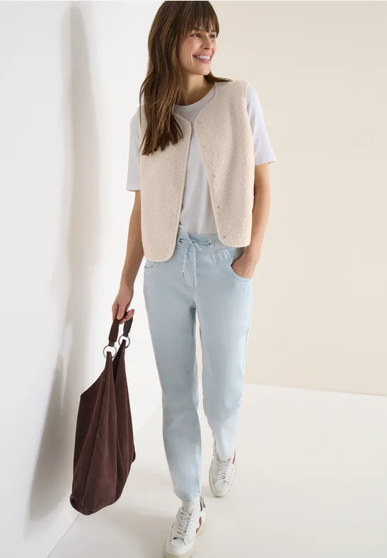 Vest met knoopsluiting teddy vanilla white