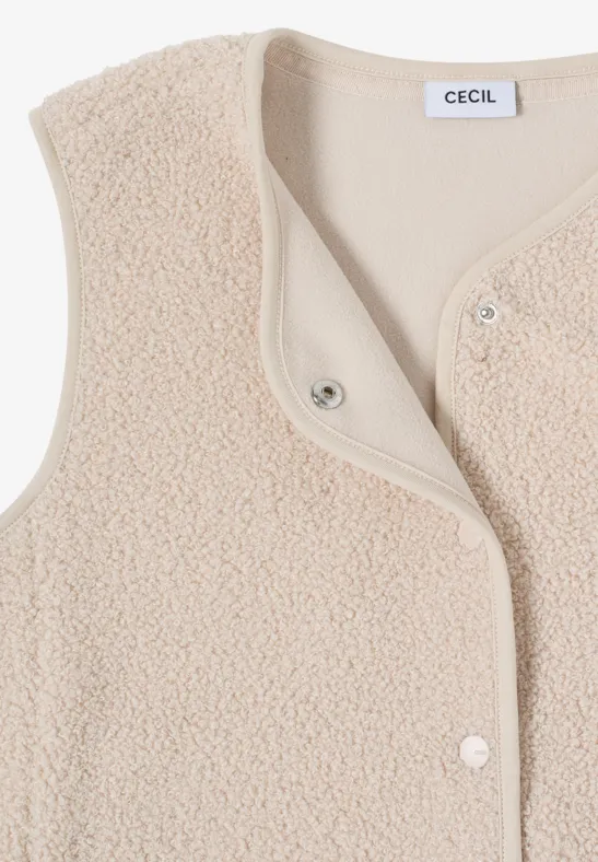 Vest met knoopsluiting teddy vanilla white