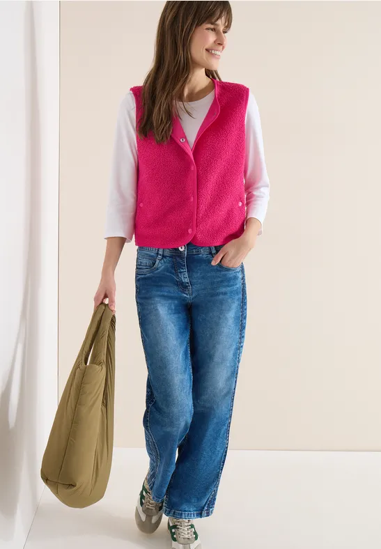 Vest met knoopsluiting beetroot pink