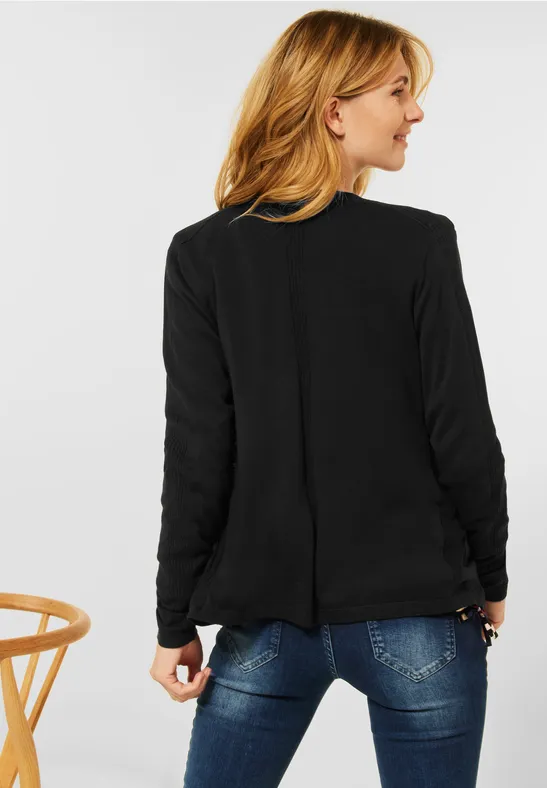 Open gebreid vest Black