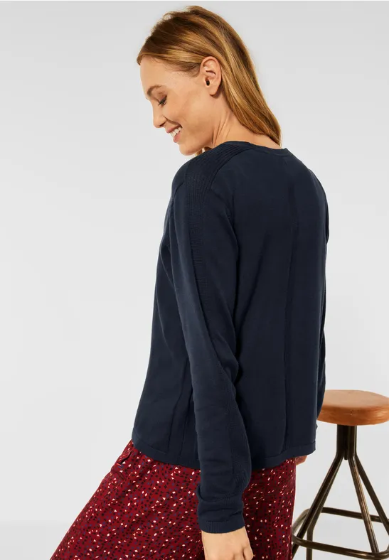 Open gebreid vest deep blue