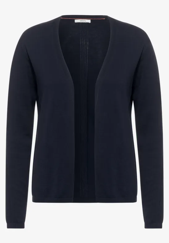 Open gebreid vest deep blue