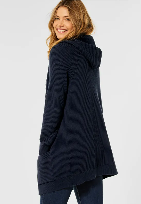 Langer Cardigan mit Struktur deep blue