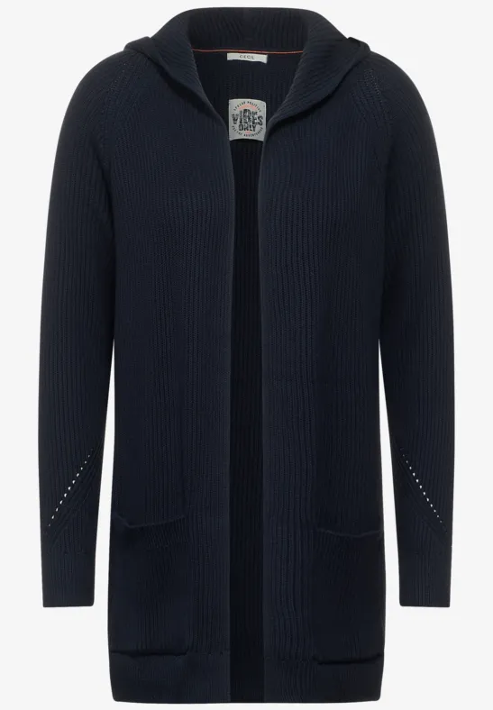 Langer Cardigan mit Struktur deep blue
