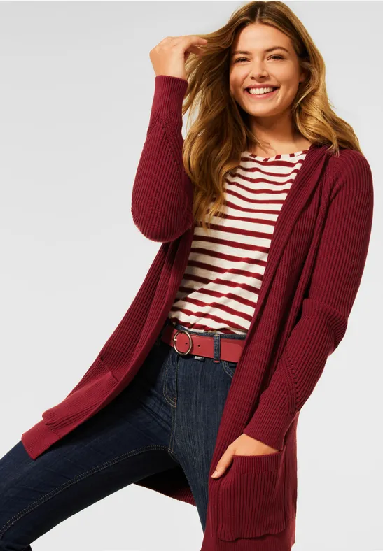 Langer Cardigan mit Struktur copper brown