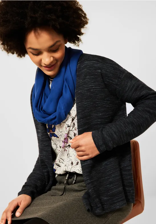 Cardigan chiné ouvert salt-pepper heather melange