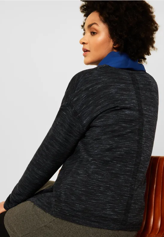 Cardigan chiné ouvert salt-pepper heather melange