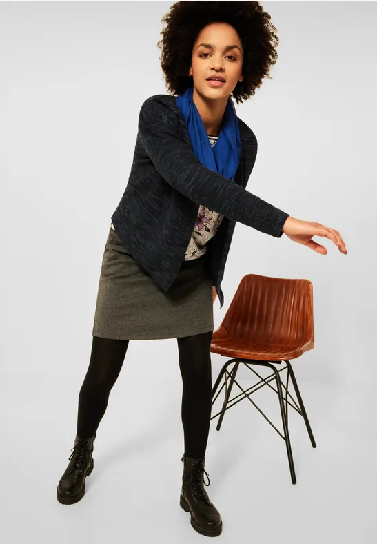 Cardigan chiné ouvert salt-pepper heather melange