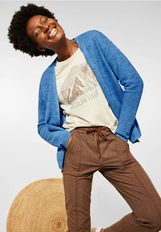 Open melange cardigan mountain blue heather melange