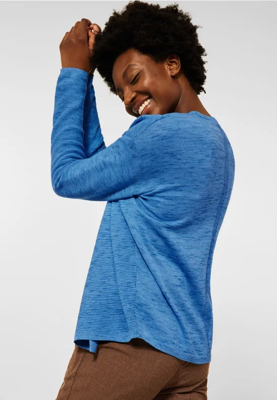 Open melange cardigan mountain blue heather melange