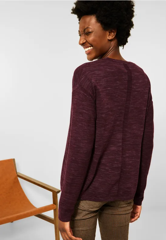 Open melange cardigan red grape heather melange