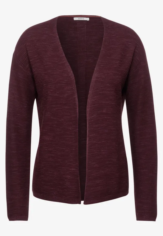 Open melange cardigan red grape heather melange
