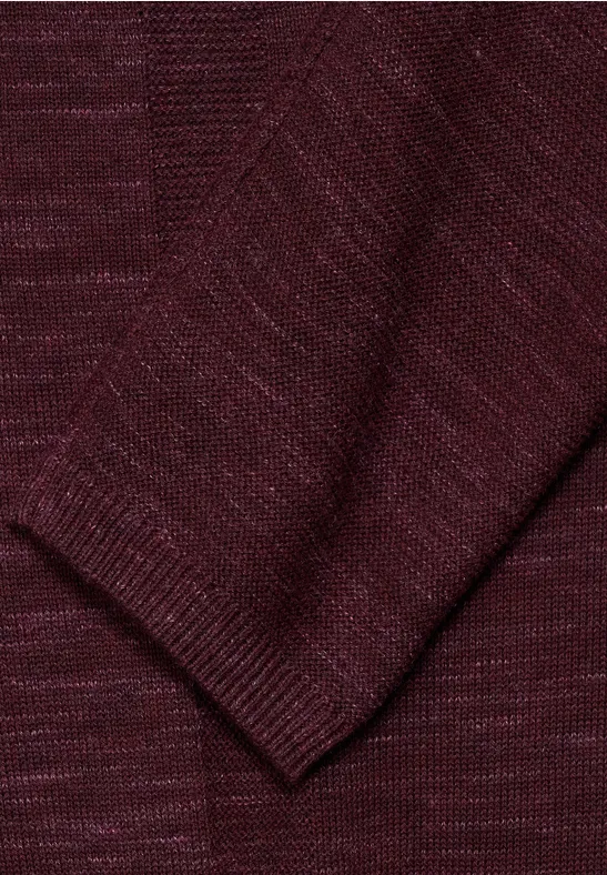 Open melange cardigan red grape heather melange