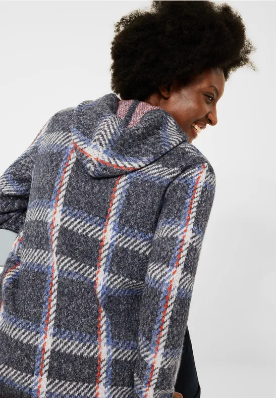 Hoodie cardigan deep blue melange