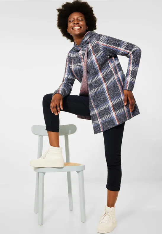 Hoodie cardigan deep blue melange