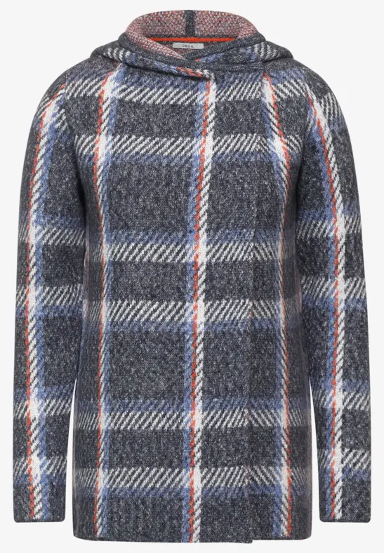 Hoodie cardigan deep blue melange