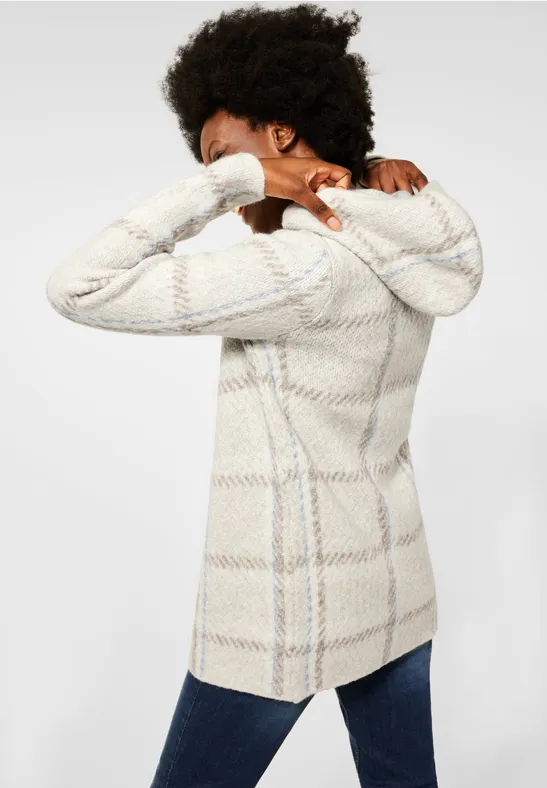 Hoodie cardigan birch white melange