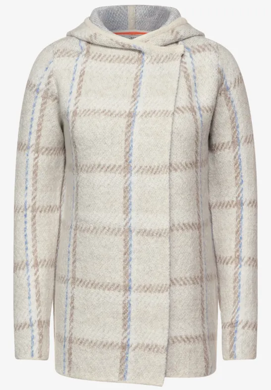 Hoodie cardigan birch white melange