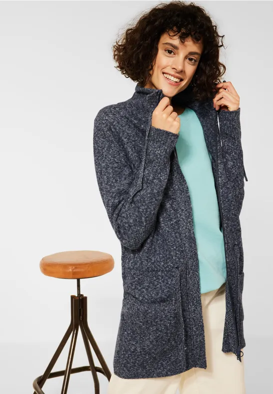 Gilet long avec zips deep blue melange