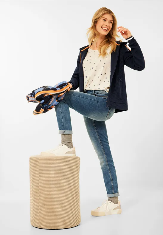 Sweatjacke mit Struktur deep blue