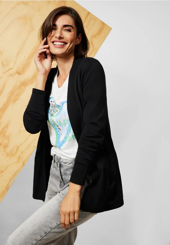 Cardigan basique ouvert Black
