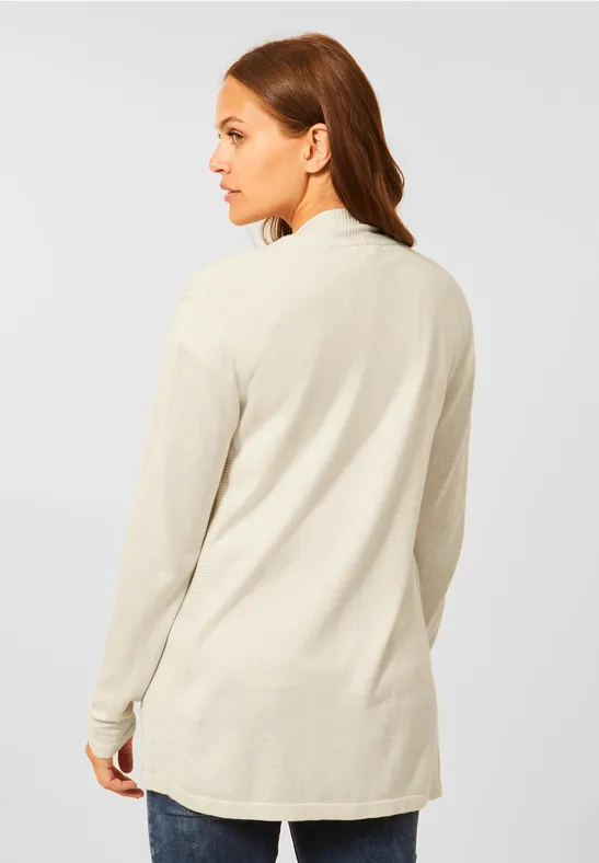 Basic open cardigan birch white melange