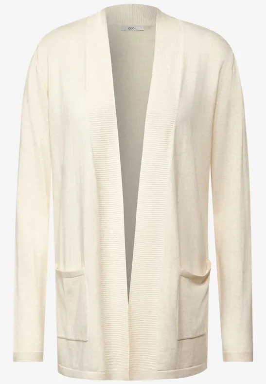 Basic open cardigan birch white melange