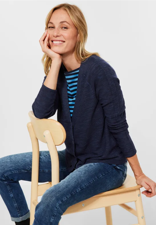 Gemêleerde cardigan deep blue heather melange