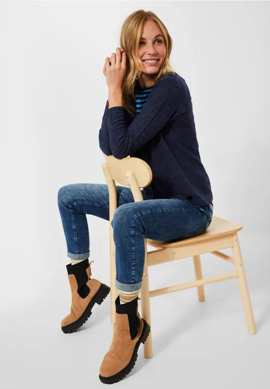 Gemêleerde cardigan deep blue heather melange