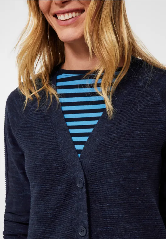 Gemêleerde cardigan deep blue heather melange