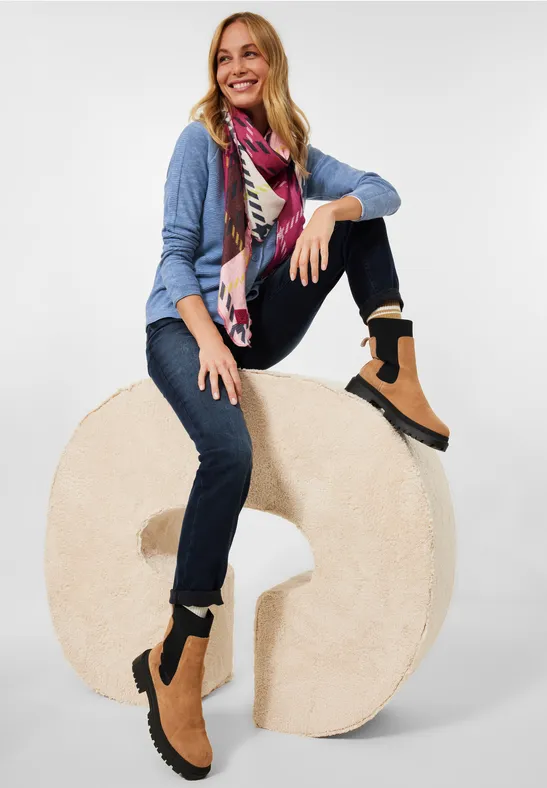 Gemêleerde cardigan light blue heather melange