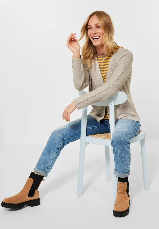 Cardigan chiné oak wood beige heather melange