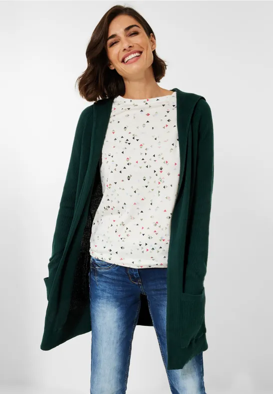 Lange cardigan met structuur ponderosa pine green