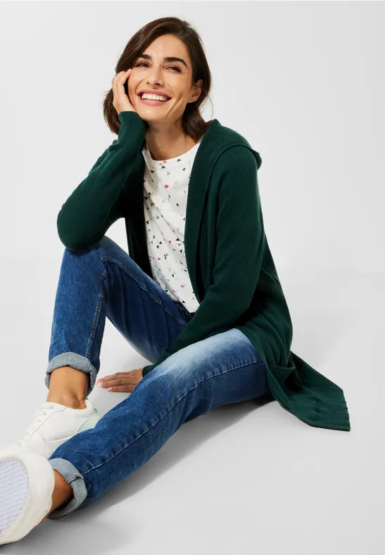 Lange cardigan met structuur ponderosa pine green