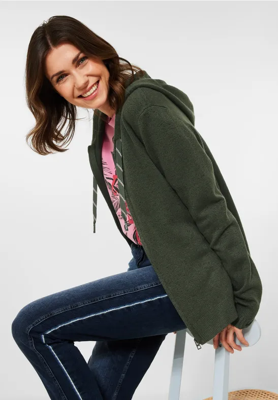 Cosy vest met rits pine green melange