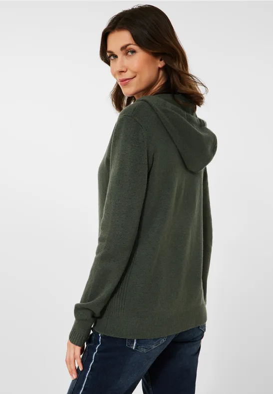Cosy vest met rits pine green melange