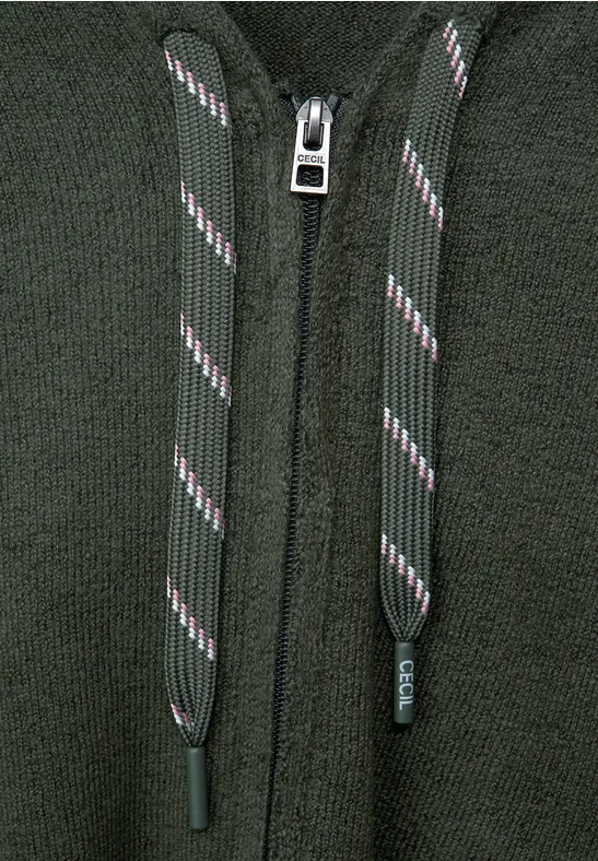 Cosy vest met rits pine green melange