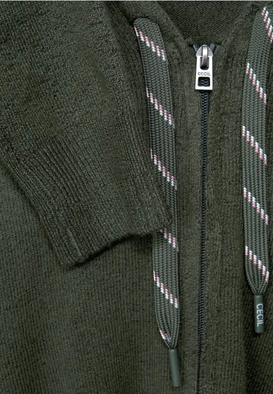 Cosy vest met rits pine green melange