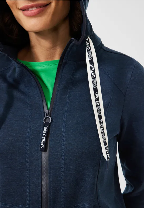 Sportive Sweatshirtjacke deep blue melange